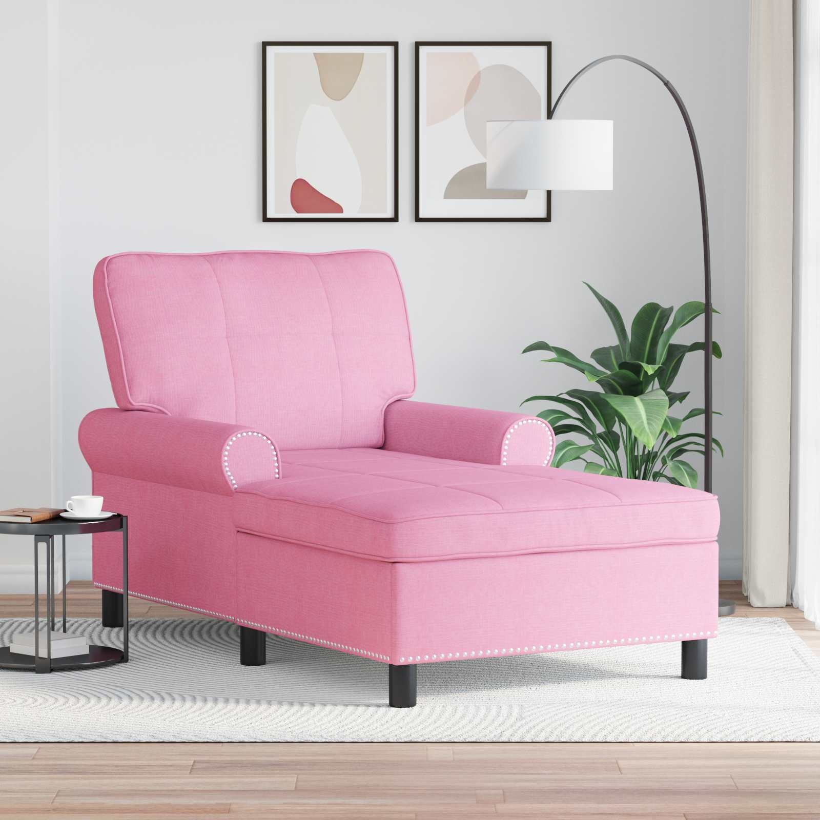 VidaXL Chaise Lounge met kussen Roze 91 x 157 x 91 cm Stof