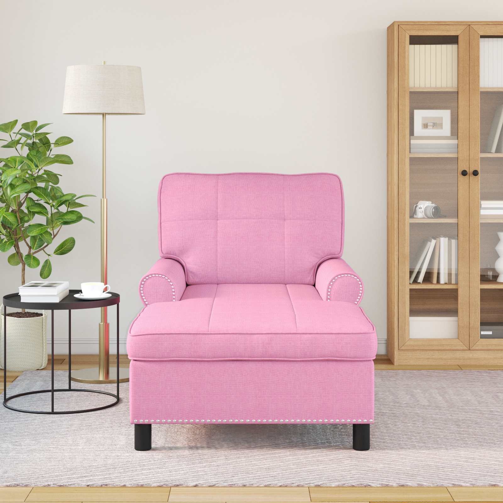 VidaXL Chaise Lounge met kussen Roze 91 x 157 x 91 cm Stof