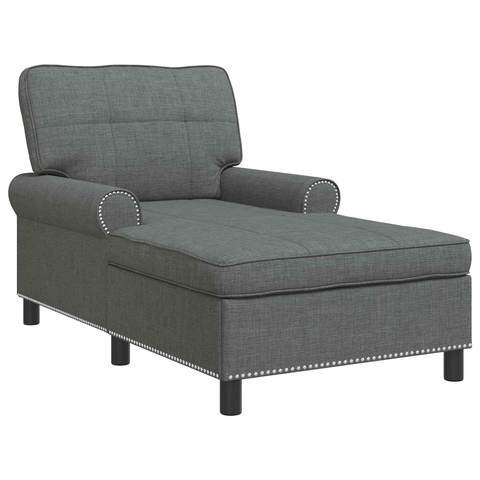 VidaXL Chaise Lounge met kussen Donkergrijs 91 x 157 x 91 cm Stof