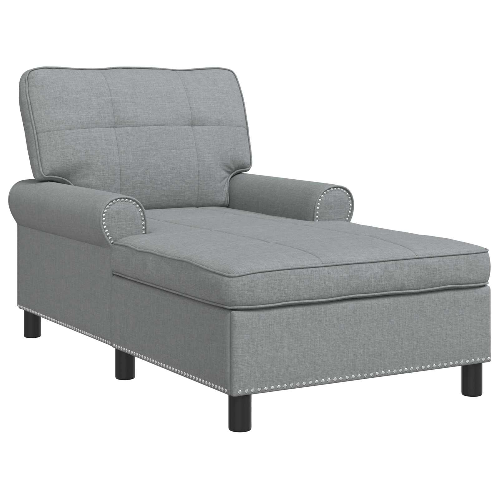 VidaXL Chaise Lounge met kussen Lichtgrijs 91 x 157 x 91 cm Stof