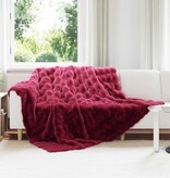 VidaXL Neppels Konijnenbont Deken Bordeaux Rood 220 x 240 cm Polyester