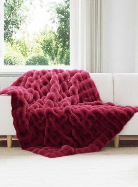 VidaXL Neppels Konijnenbont Deken Bordeaux Rood 150 x 220 cm Polyester