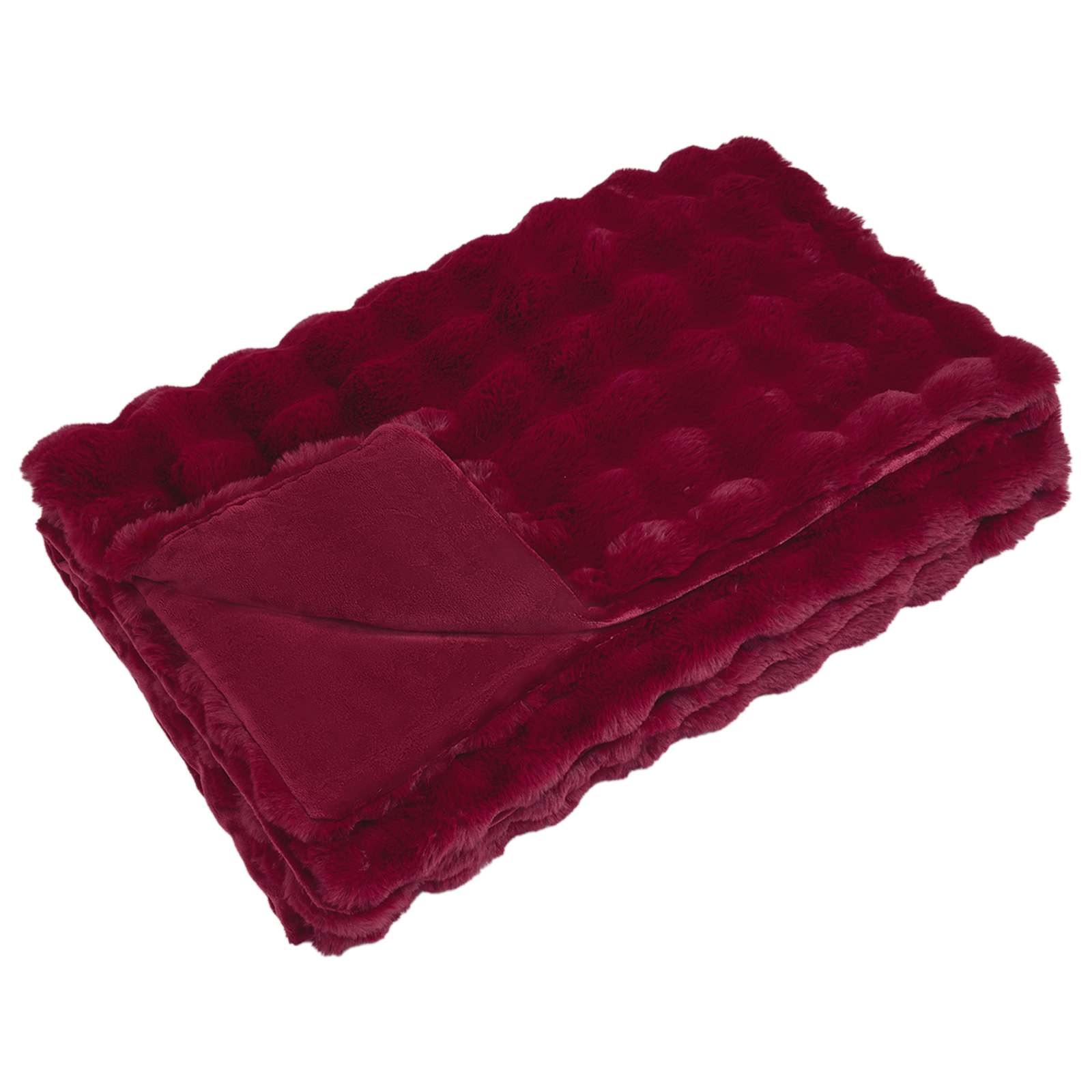 VidaXL Neppels Konijnenbont Deken Bordeaux Rood 150 x 220 cm Polyester