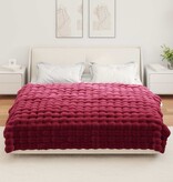 VidaXL Neppels Konijnenbont Deken Bordeaux Rood 150 x 220 cm Polyester