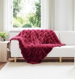 VidaXL Neppels Konijnenbont Deken Bordeaux Rood 130 x 150 cm Polyester