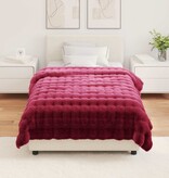 VidaXL Neppels Konijnenbont Deken Bordeaux Rood 130 x 150 cm Polyester