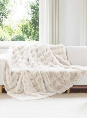 VidaXL Neppels Konijnenbont Deken Wit 240 x 270 cm Polyester