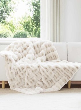 VidaXL Neppels Konijnenbont Deken Wit 150 x 220 cm Polyester