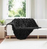 VidaXL Neppels Konijnenbont Deken Zwart 130 x 150 cm Polyester