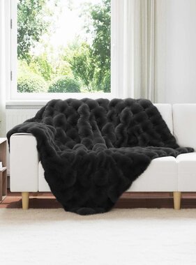 VidaXL Neppels Konijnenbont Deken Zwart 130 x 150 cm Polyester