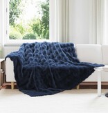 VidaXL Neppels Konijnenbont Deken Marineblauw 240 x 270 cm Polyester