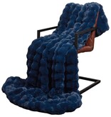 VidaXL Neppels Konijnenbont Deken Marineblauw 240 x 270 cm Polyester