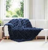 VidaXL Neppels Konijnenbont Deken Marineblauw 150 x 220 cm Polyester