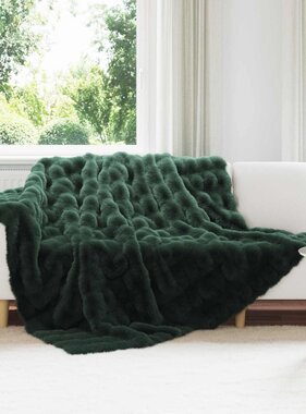 VidaXL Neppels Konijnenbont Deken Donkergroen 240 x 270 cm Polyester