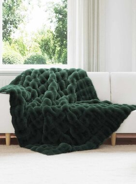 VidaXL Neppels Konijnenbont Deken Donkergroen 150 x 220 cm Polyester