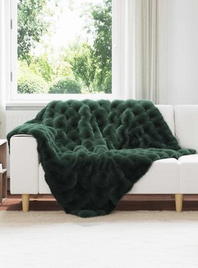 VidaXL Neppels Konijnenbont Deken Donkergroen 130 x 150 cm Polyester