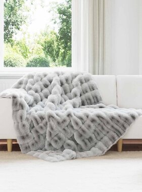 VidaXL Neppels Konijnenbont Deken Grijs 150 x 220 cm Polyester