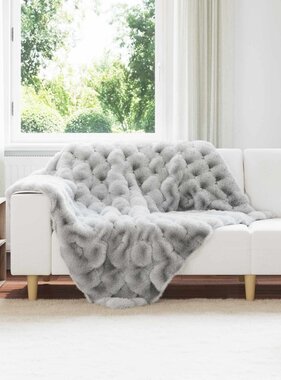 VidaXL Neppels Konijnenbont Deken Grijs 130 x 150 cm Polyester