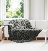 VidaXL Neppels Konijnenbont Deken Donkergrijs 150 x 220 cm Polyester