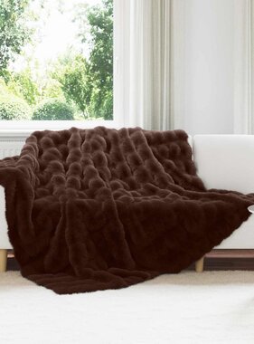 VidaXL Neppels Konijnenbont Deken Kameel 240 x 270 cm Polyester