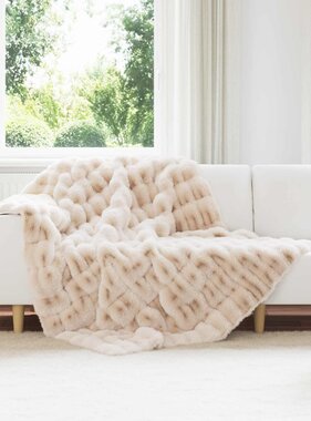 VidaXL Neppels Konijnenbont Deken Beige 150 x 220 cm Polyester