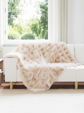 VidaXL Neppels Konijnenbont Deken Beige 130 x 150 cm Polyester