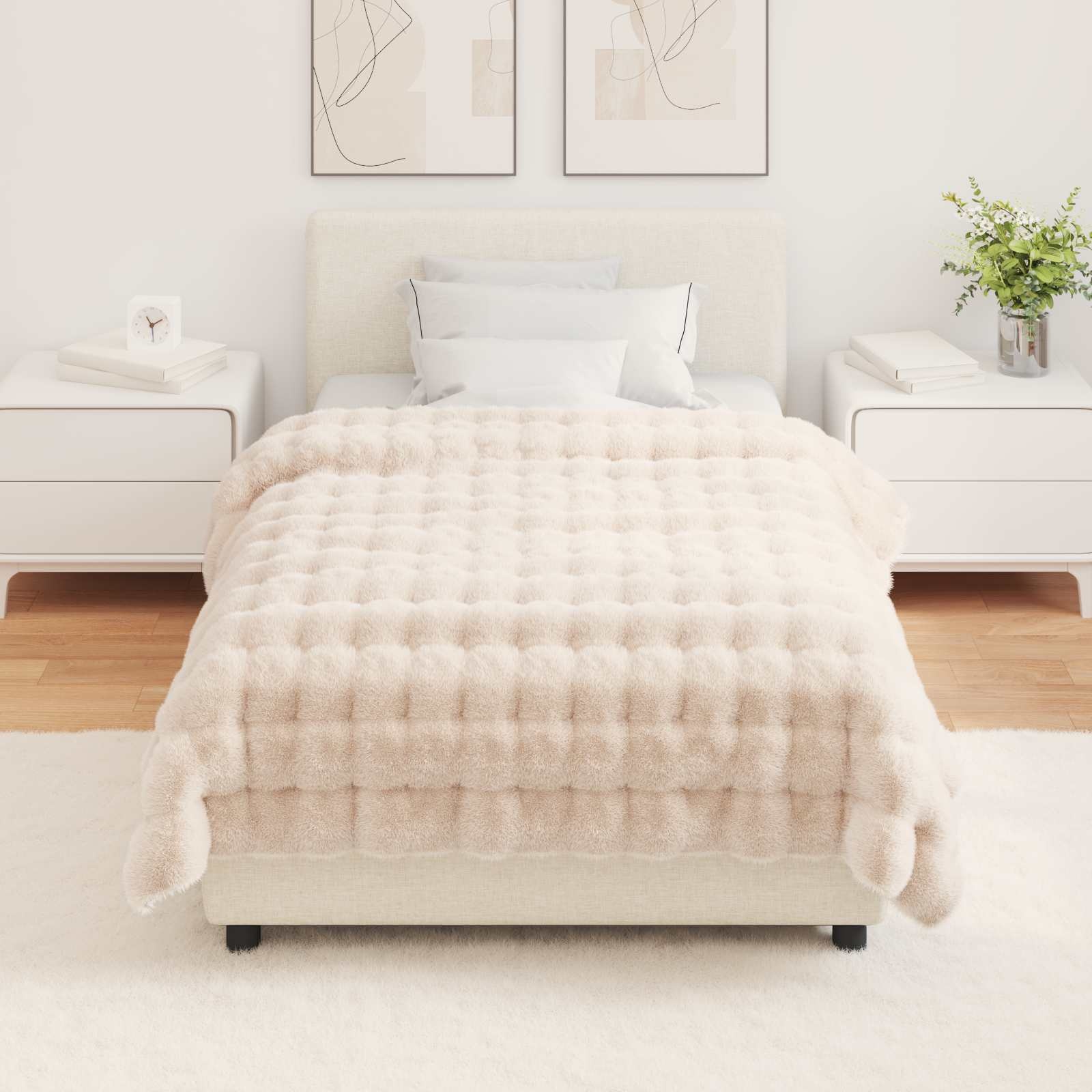 VidaXL Neppels Konijnenbont Deken Beige 130 x 150 cm Polyester