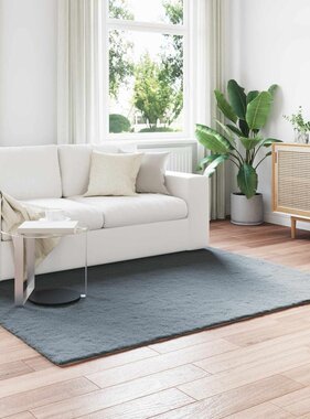 VidaXL Nep Konijnenbont Tapijt Olite Antraciet 160 x 230 cm Polyester