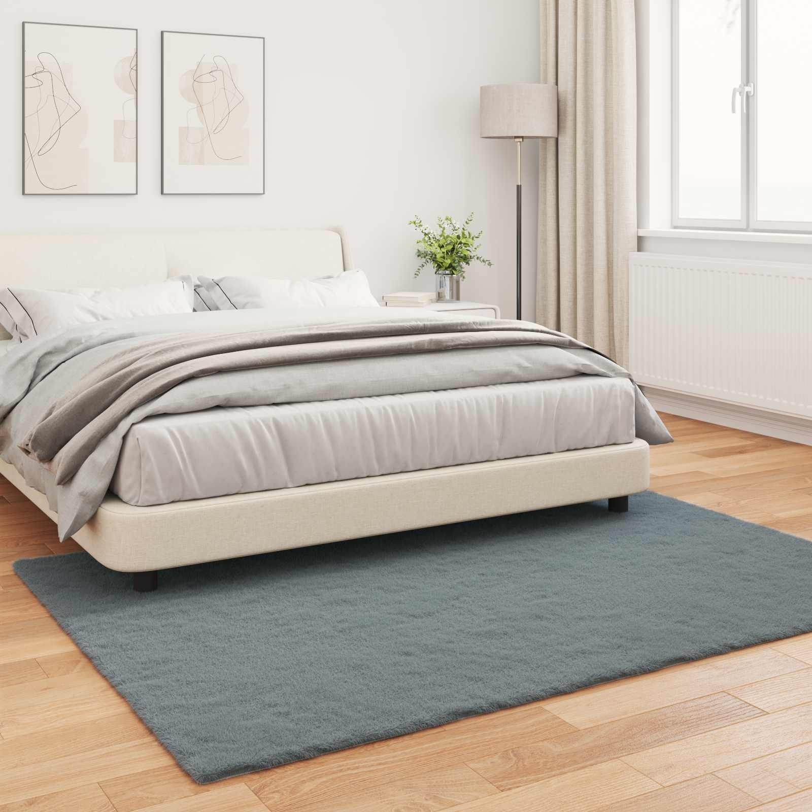 VidaXL Nep Konijnenbont Tapijt Olite Antraciet 160 x 230 cm Polyester