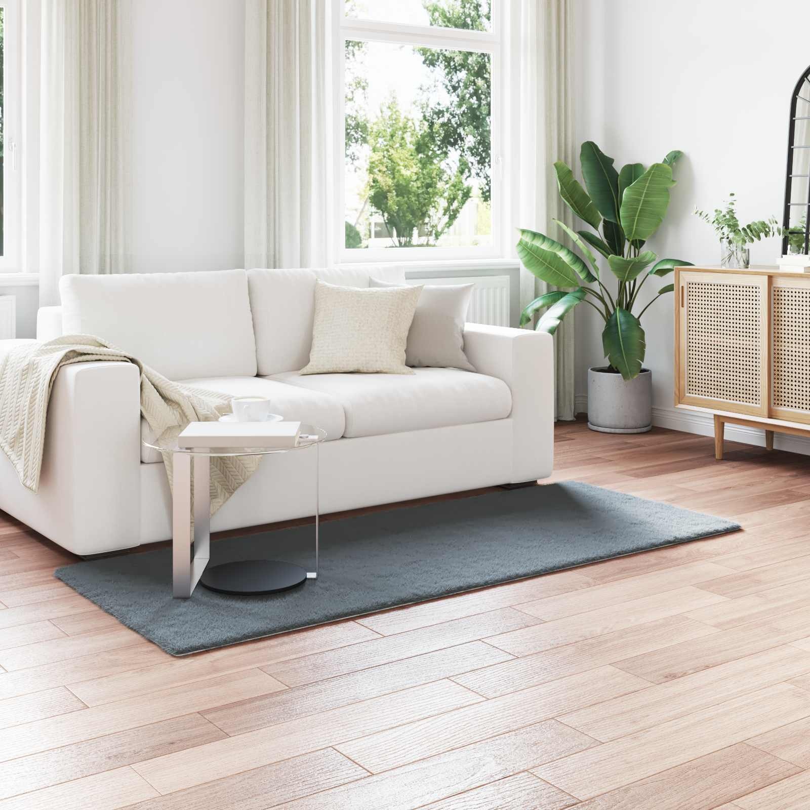 VidaXL Nep Konijnenbont Tapijt Olite Antraciet 100 x 200 cm Polyester