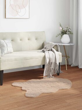 VidaXL Nep Konijnenbont Tapijt Olite Taupe 60 x 90 cm Polyester