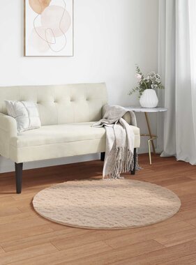 VidaXL Nep Konijnenbont Tapijt Olite Taupe Ø 100 cm Polyester