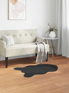 VidaXL Nep Konijnenbont Tapijt Olite Zwart 80 x 120 cm Polyester