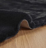 VidaXL Nep Konijnenbont Tapijt Olite Zwart 100 x 200 cm Polyester