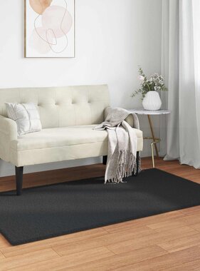 VidaXL Nep Konijnenbont Tapijt Olite Zwart 60 x 110 cm Polyester