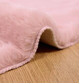 VidaXL Nep Konijnenbont Tapijt Olite Roze Ø 100 cm Polyester