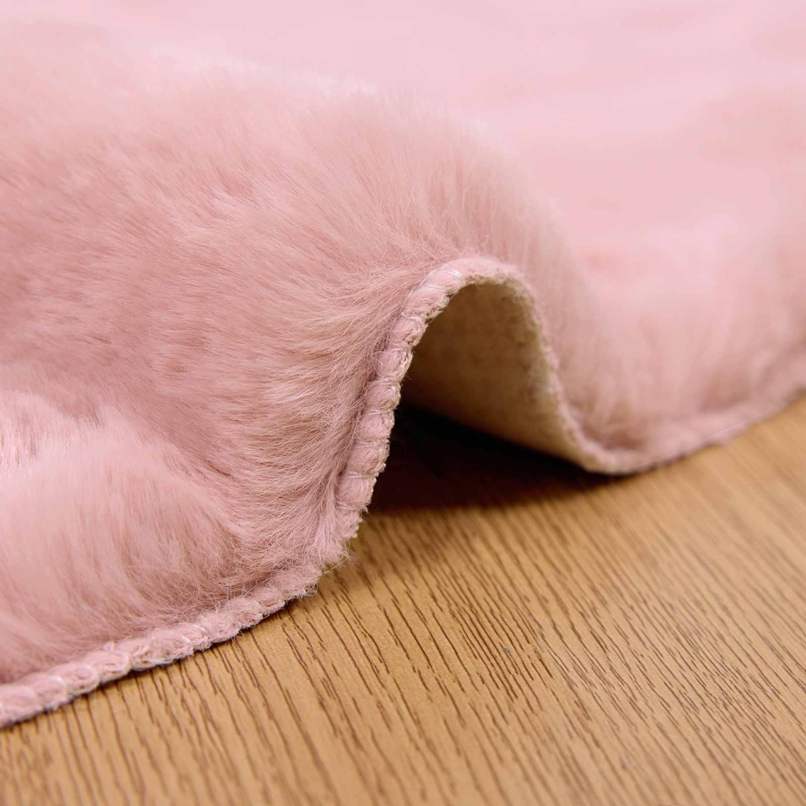 VidaXL Nep Konijnenbont Tapijt Olite Roze Ø 100 cm Polyester