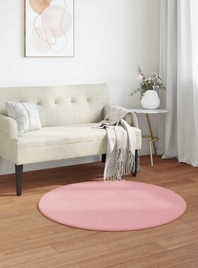 VidaXL Nep Konijnenbont Tapijt Olite Roze Ø 80 cm Polyester