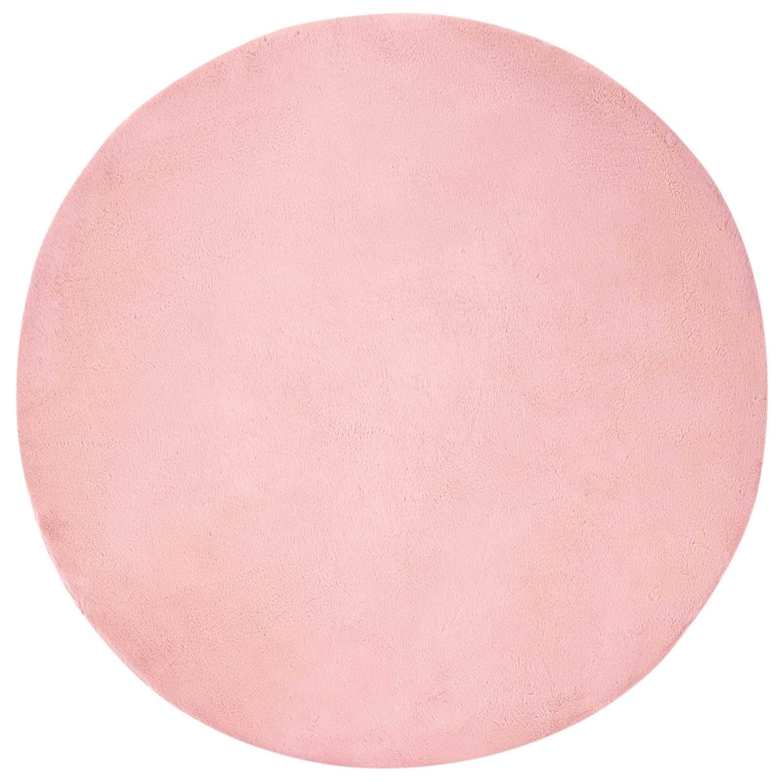 VidaXL Nep Konijnenbont Tapijt Olite Roze Ø 80 cm Polyester
