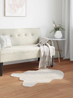 VidaXL Nep Konijnenbont Tapijt Olite Crème 50 x 80 cm Polyester