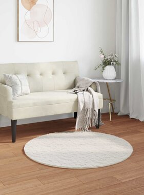 VidaXL Nep Konijnenbont Tapijt Olite Crème Ø 80 cm Polyester