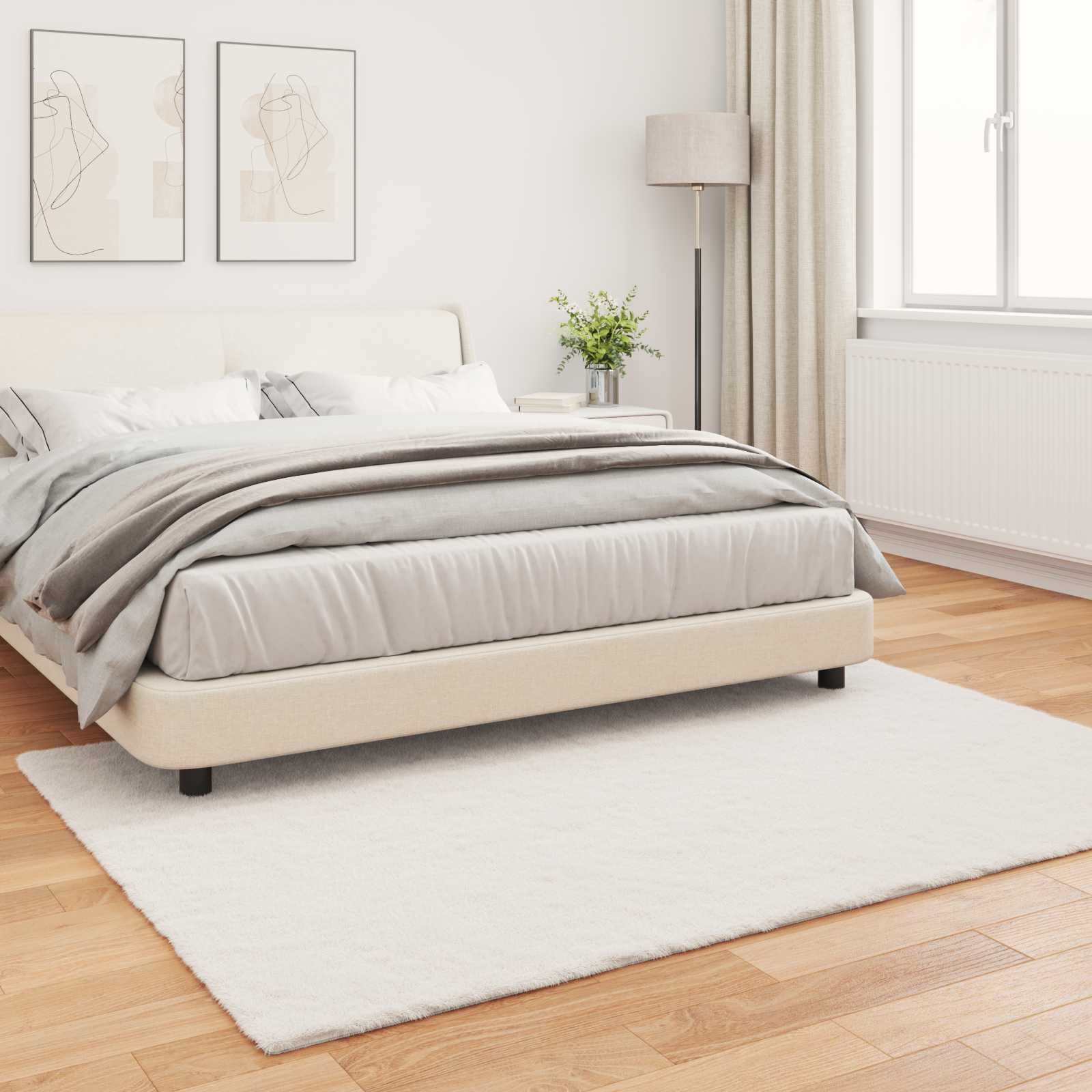 VidaXL Nep Konijnenbont Tapijt Olite Crème 160 x 230 cm Polyester