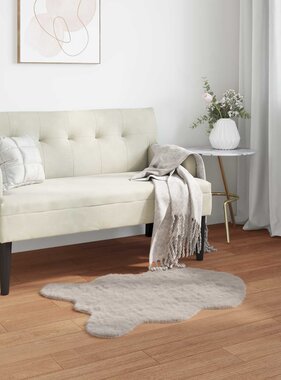 VidaXL Nep Konijnenbont Tapijt Olite Beige 50 x 80 cm Polyester