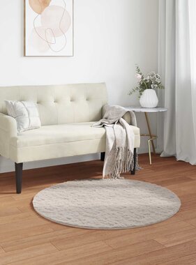 VidaXL Nep Konijnenbont Tapijt Olite Beige Ø 80 cm Polyester