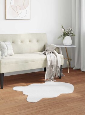 VidaXL Nep Konijnenbont Tapijt Olite Wit 60 x 90 cm Polyester