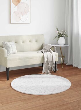 VidaXL Nep Konijnenbont Tapijt Olite Wit Ø 80 cm Polyester