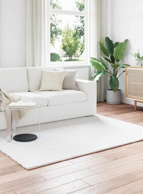 VidaXL Nep Konijnenbont Tapijt Olite Wit 160 x 230 cm Polyester