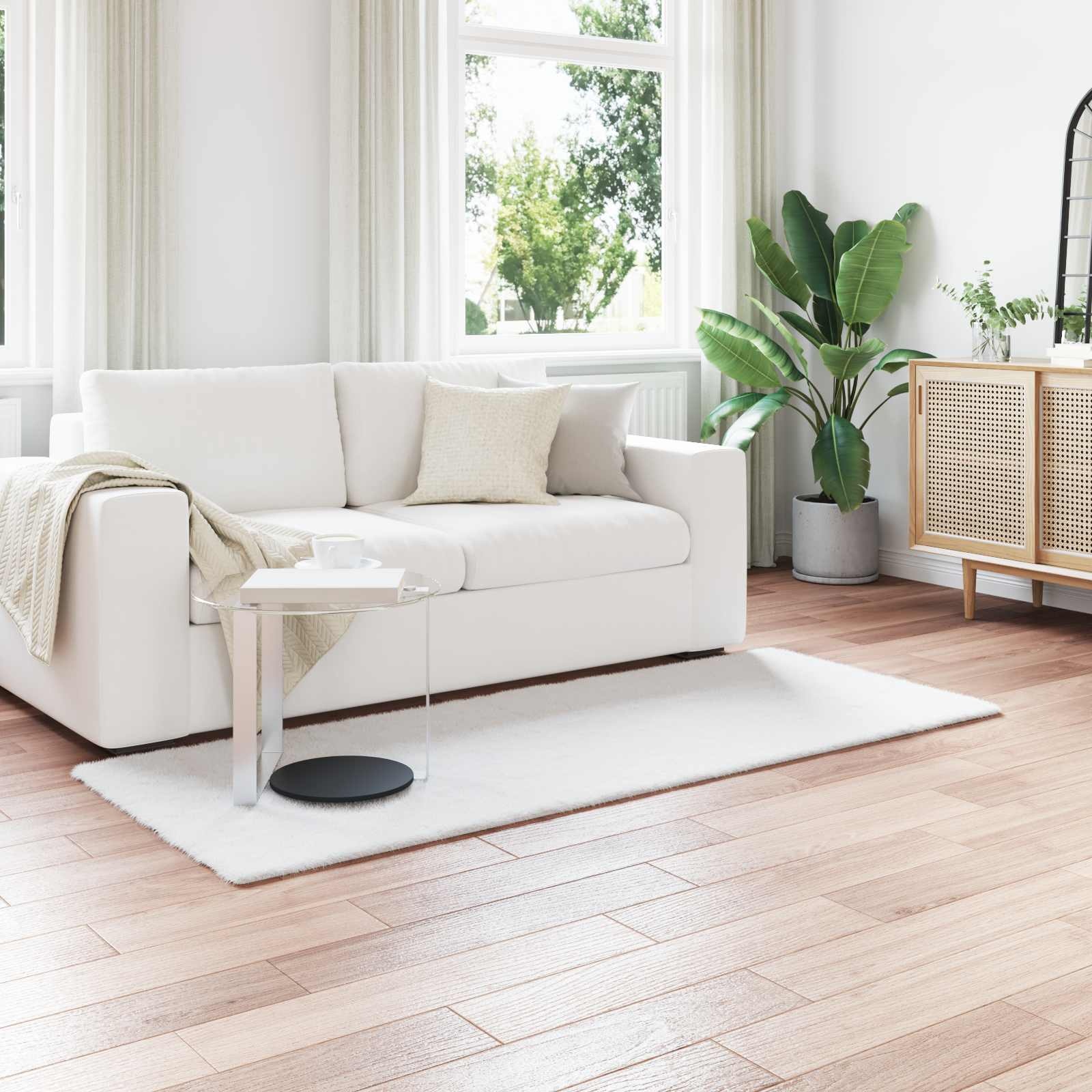 VidaXL Nep Konijnenbont Tapijt Olite Wit 100 x 200 cm Polyester