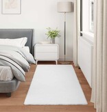 VidaXL Nep Konijnenbont Tapijt Olite Wit 100 x 200 cm Polyester