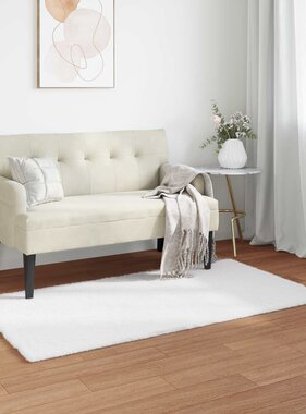 VidaXL Nep Konijnenbont Tapijt Olite Wit 60 x 110 cm Polyester